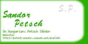sandor petsch business card